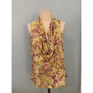 Classiques Entier 100% Silk Womens Sleeveless Top Cowl Neck Top L